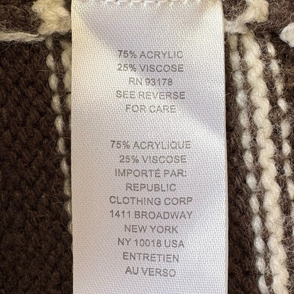 T TAHARI Sweater Brown and White Stripes Long Sleeve Large - Picture 4 of 8